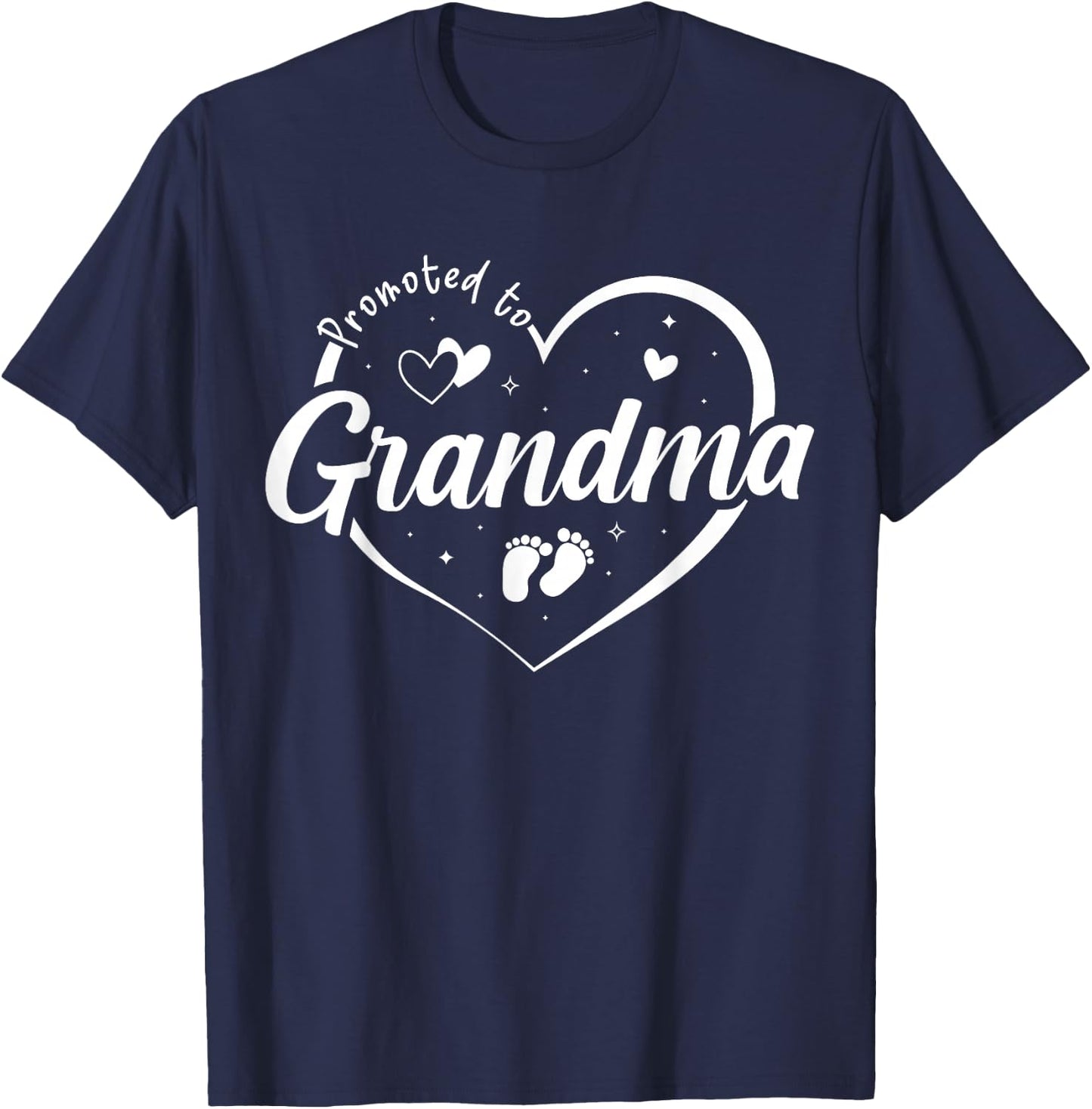 Promoted to Grandma Soon to Be Grandmom New Gigi Funny Heart T-Shirt - T-Shirt | Navy