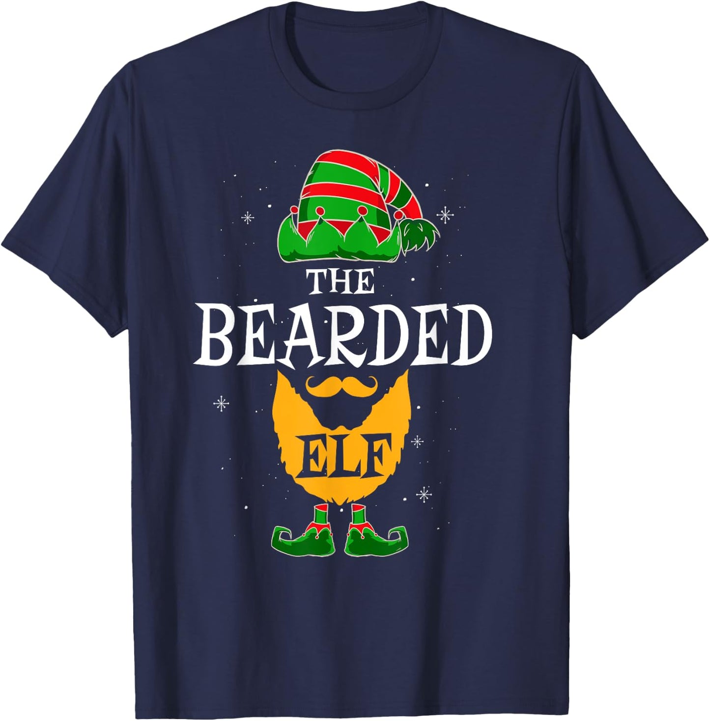 The Bearded Elf Group Matching Family Christmas Daddy Funny T-Shirt - T-Shirt | Navy