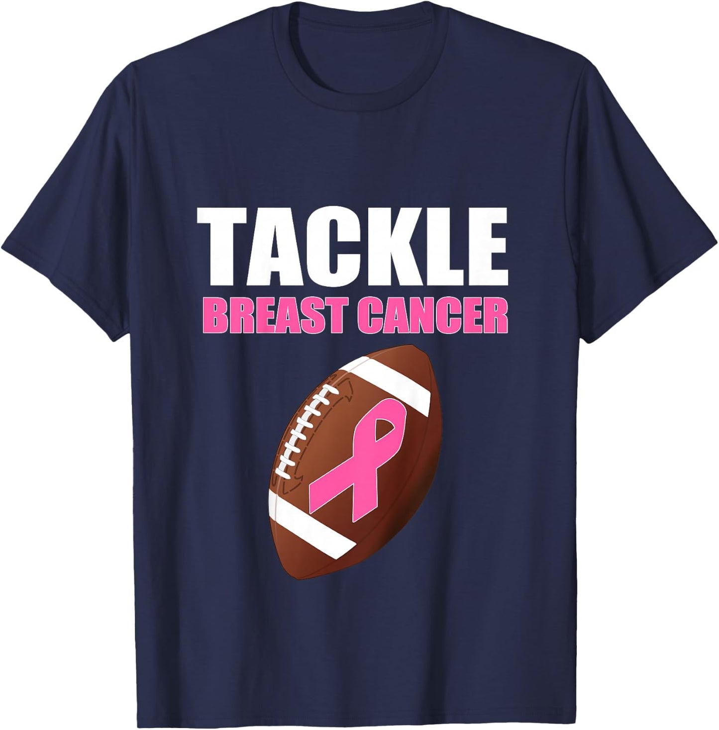 Football Breast Cancer Awareness Pink Ribbon for Boys Girls T-Shirt - T-Shirt | Navy
