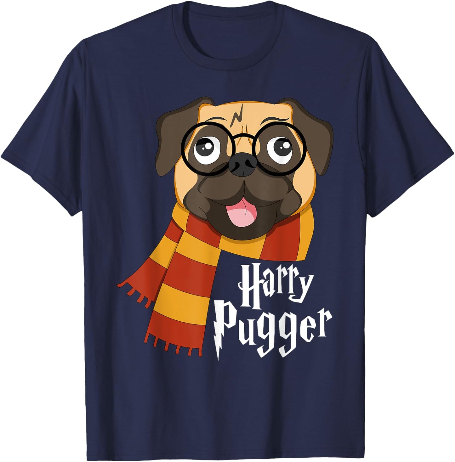YO MINUS Harry Pugger Funny Pug Owner Wizard Lover T-Shirt - T-Shirt | Navy