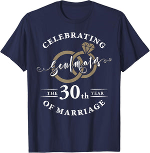 30 Year 30th Wedding Anniversary Husband Wife Married Couple T-Shirt - T-Shirt | Navy