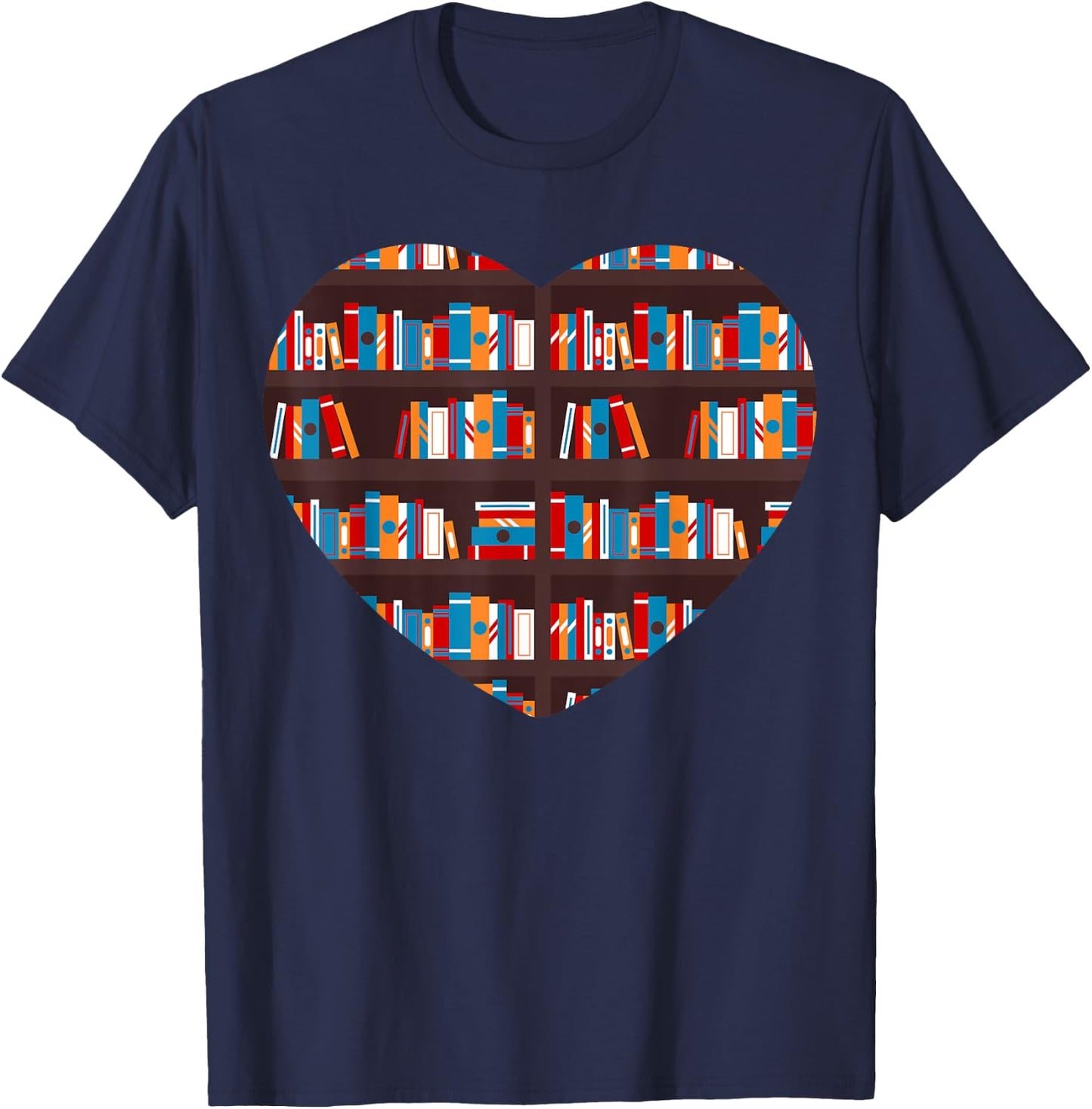 Book Reading Club Librarian Library Love Heart T-Shirt - T-Shirt | Navy