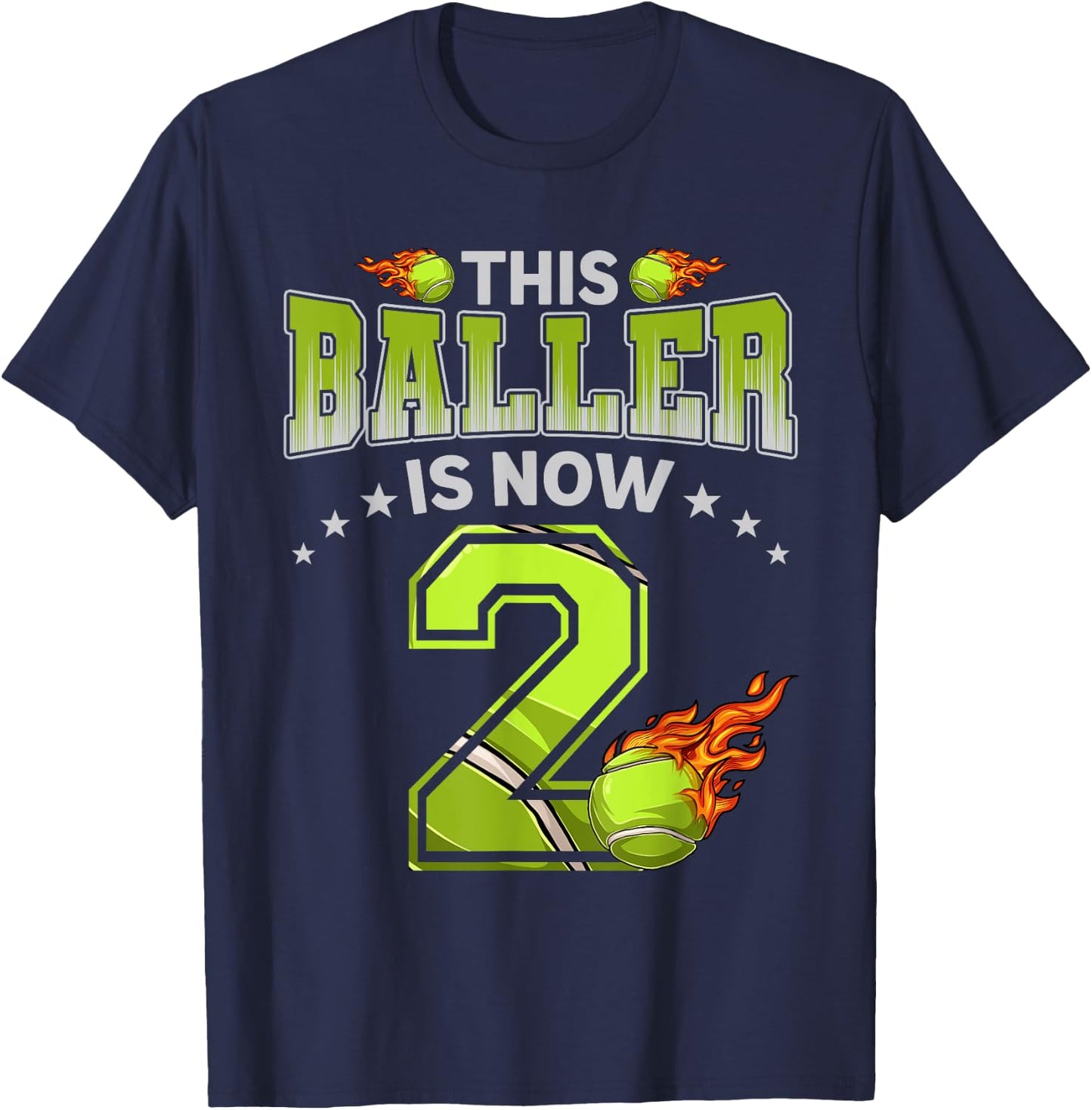 2nd Birthday Boys Tennis Player Gifts 2 Years Old Kids Boy T-Shirt - T-Shirt | Navy