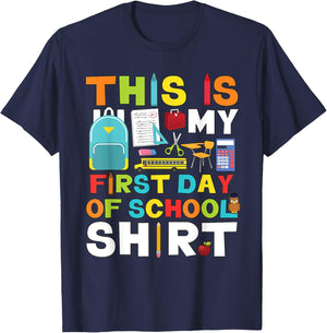 First Day of School Shirt Boys Girls Back To School T-Shirt - T-Shirt | Navy