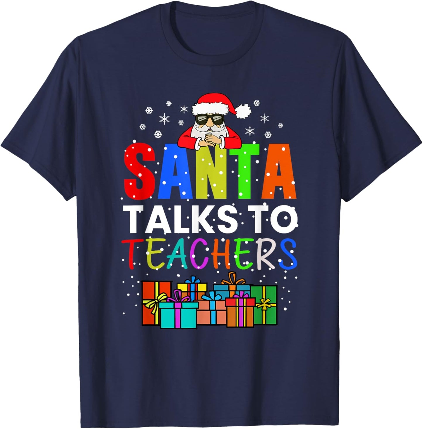 Santa Talks To Teacher Style jersey T-Shirt - T-Shirt | Navy