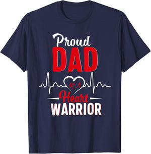 Proud Dad of a Heart Warrior CHD Awareness gift T-Shirt - T-Shirt | Navy