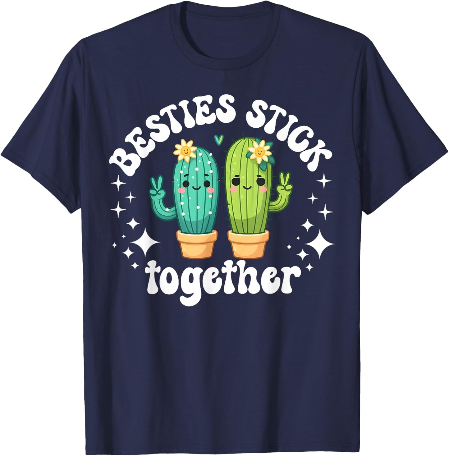 Best Friend Cactus Matching Bestie Girls Tweens BFF Cute Pun T-Shirt - T-Shirt | Navy
