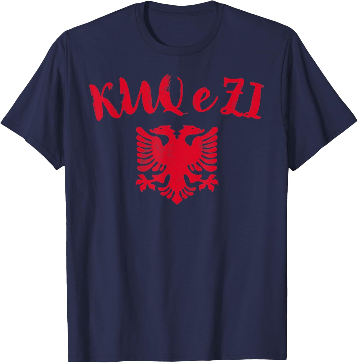 Albania Kosovo Pride Shqiptar KUQ e ZI Eagle T-Shirt - T-Shirt | Navy