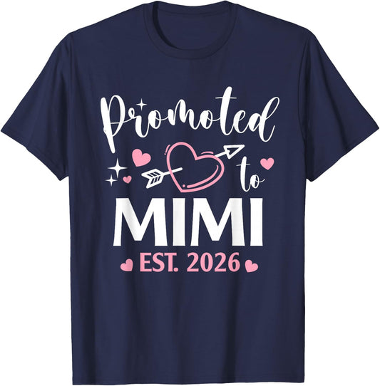 Promoted to Mimi Est 2026 Arrow Heart Love T-Shirt - T-Shirt | Navy