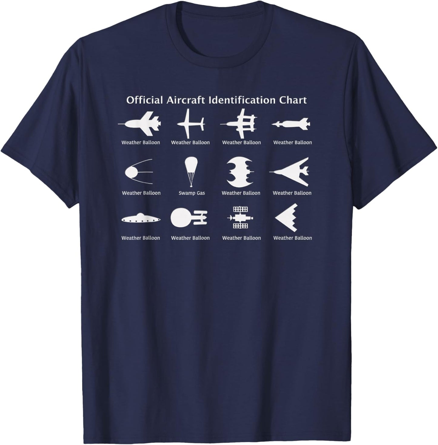 Official Aircraft ID Chart ~ Weather Balloon T-Shirt - T-Shirt | Navy
