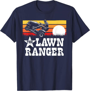 The Lawn Ranger Riding Lawn Mower Wheelie Funny Vintage T-Shirt - T-Shirt | Navy