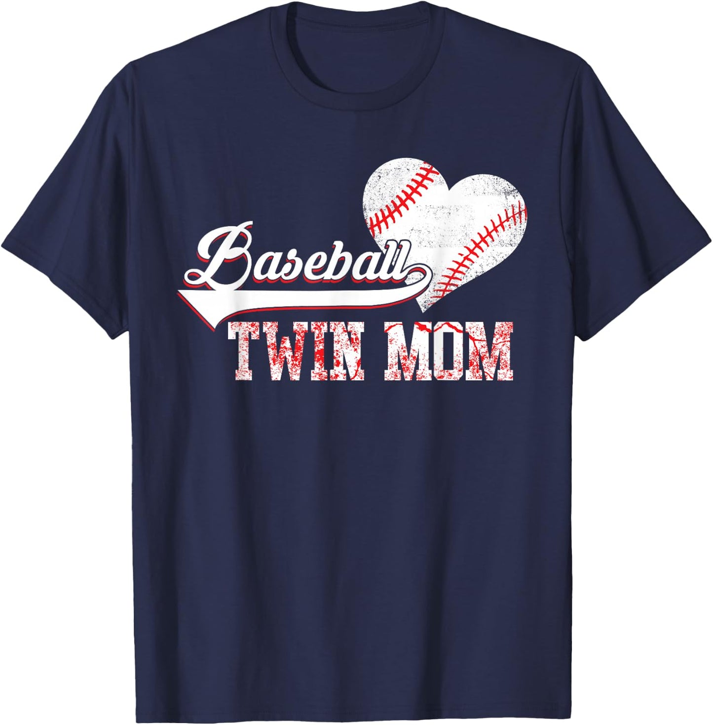 Family Baseball Player Baseball Twin Mom Vintage Christmas T-Shirt - T-Shirt | Navy