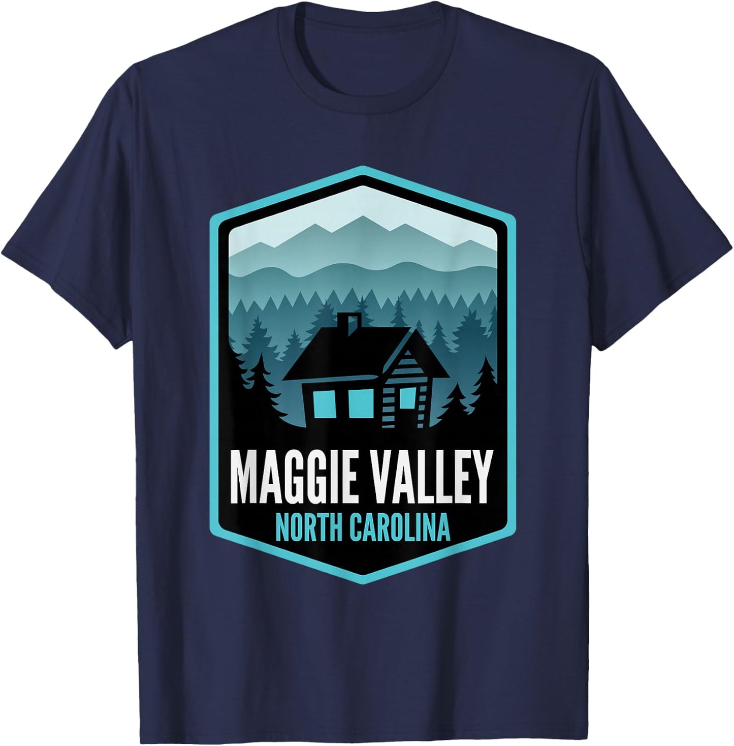 Maggie Valley North Carolina Cabin T-Shirt - T-Shirt | Navy