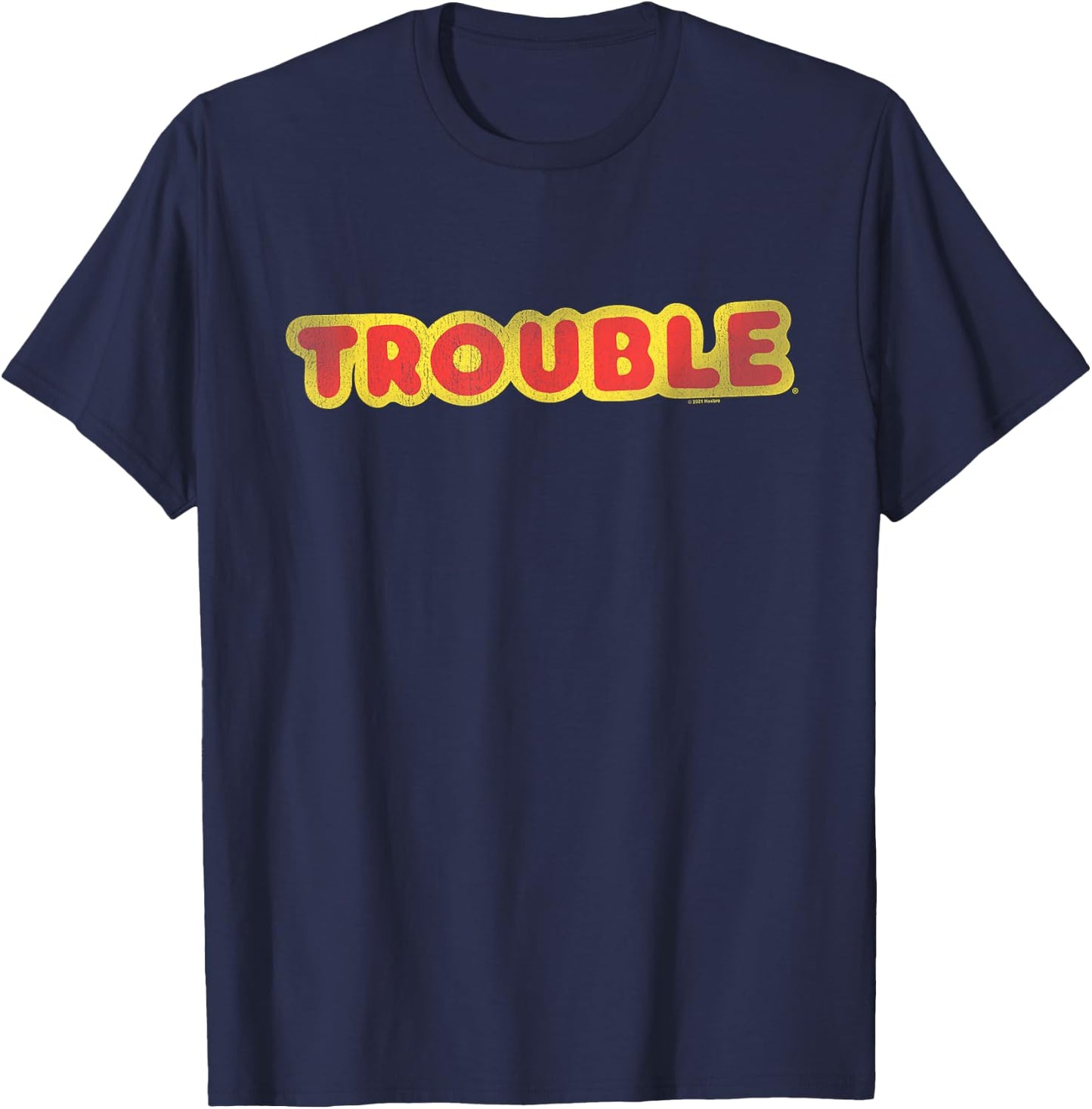 Trouble Distressed Bubble Logo T-Shirt - T-Shirt | Navy