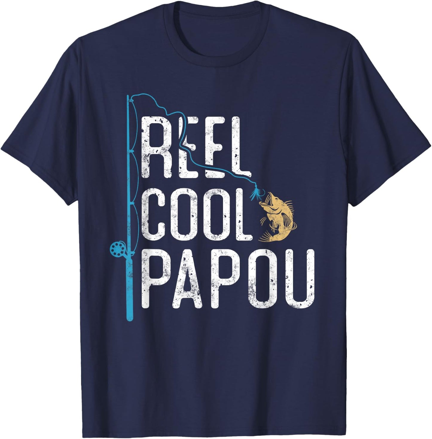 Reel Cool Papou vintage funny fishing rod gifts for Papou T-Shirt - T-Shirt | Navy