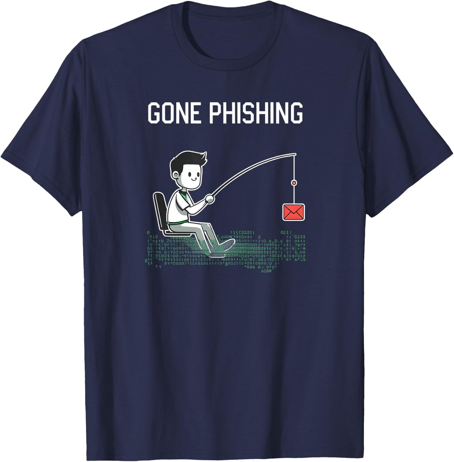 Programmer Gone Phishing Funny IT Fishing T-Shirt - T-Shirt | Navy