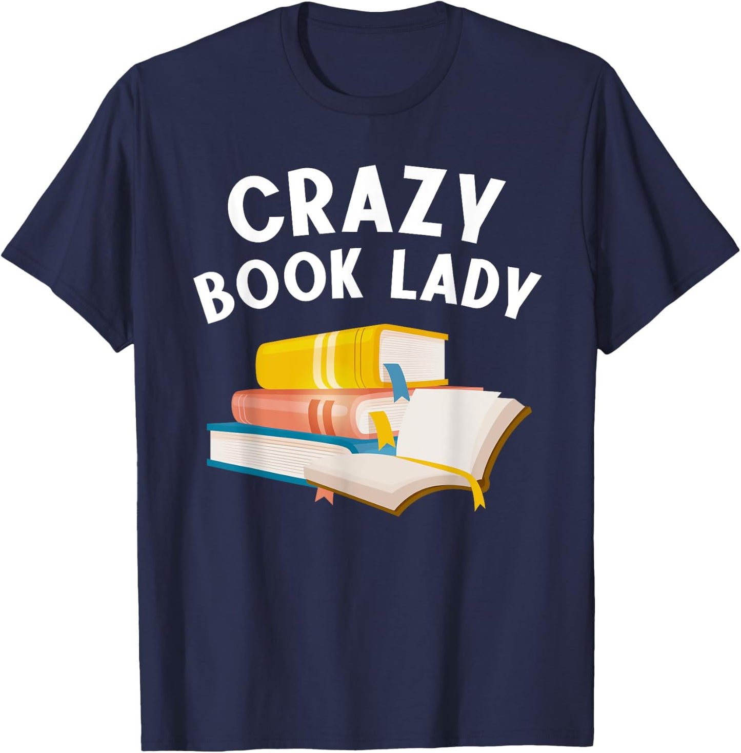 Funny Book Design Women Girls Book Lover Bookworm Librarian T-Shirt - T-Shirt | Navy