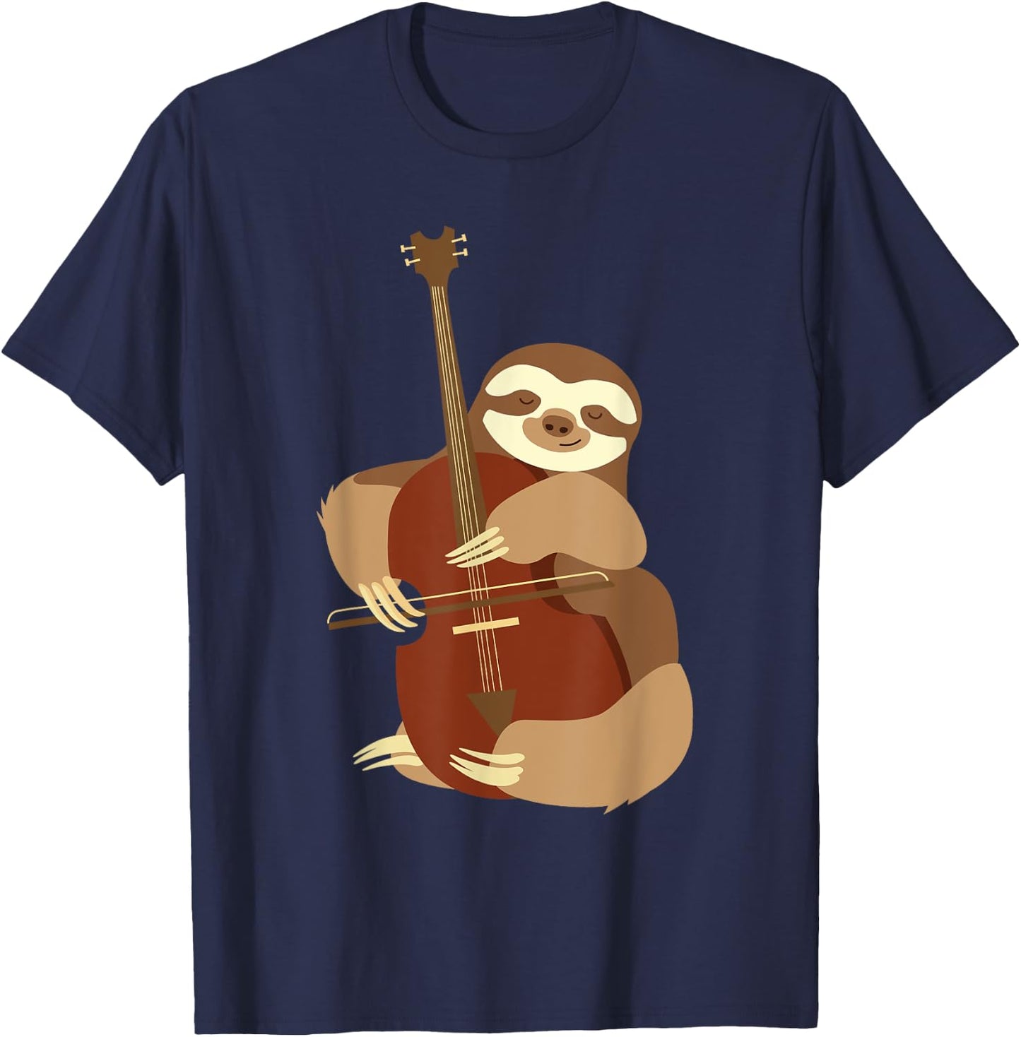 Sloth Cello Player Cellist Musician Classical Music T-Shirt - T-Shirt | Navy
