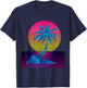 Vaporwave Digital Art Palm Tree & Sunset Retro 80s Beach Art T-Shirt - T-Shirt | Navy
