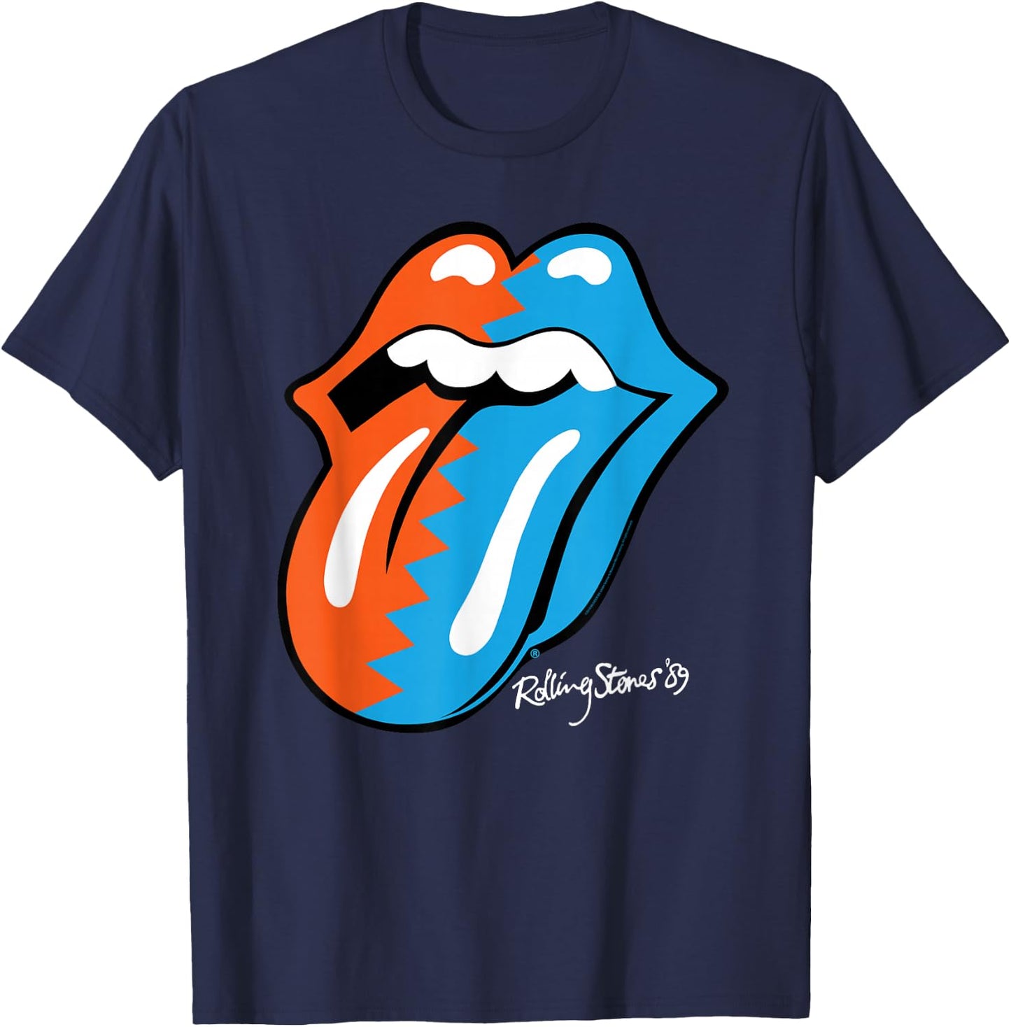 Rolling Stones Official Zig Zag Tongue '89 T-Shirt - T-Shirt | Navy