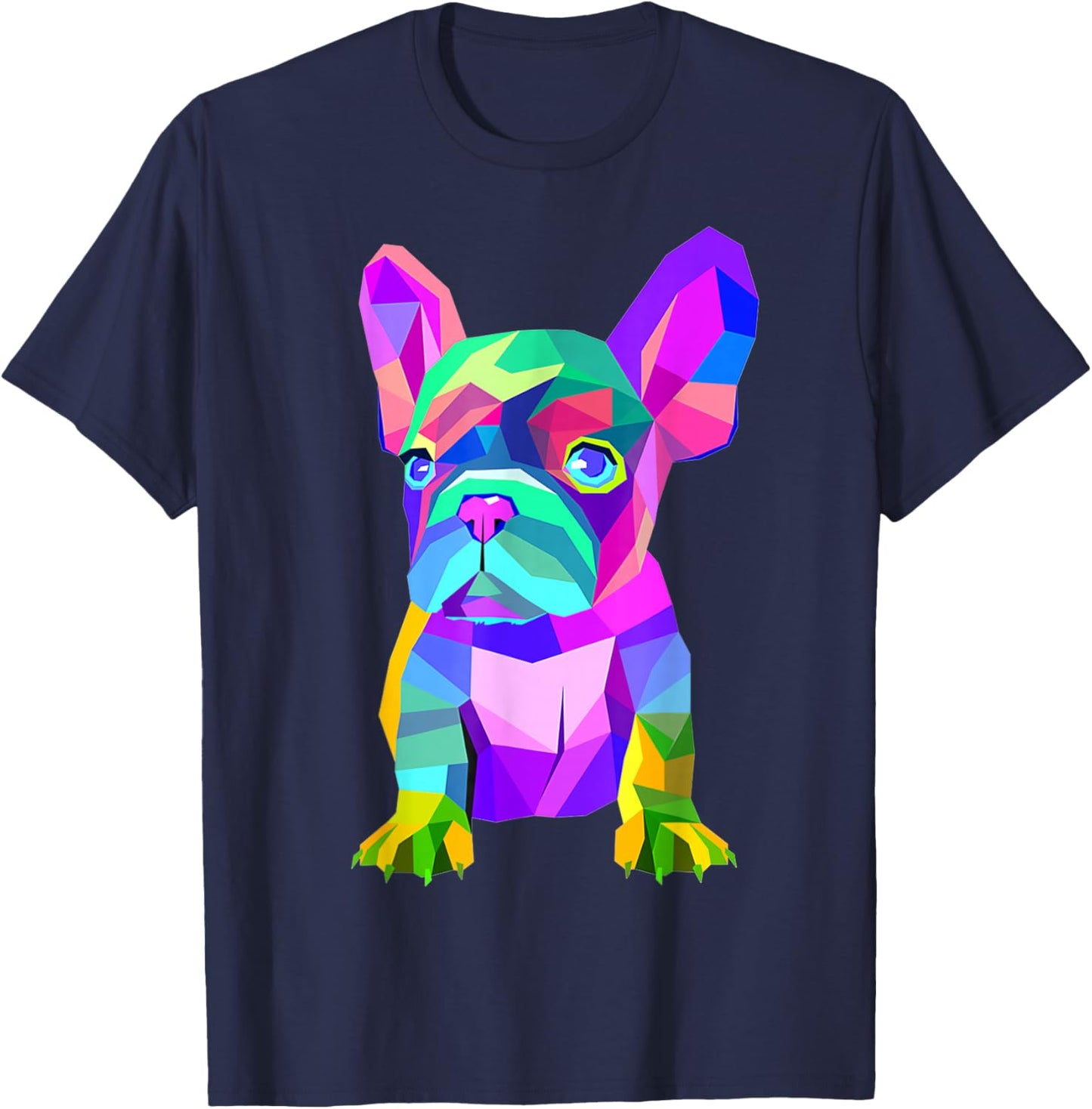 Colored Dog Frenchie Breed, Cute French Bulldog T-Shirt - T-Shirt | Navy