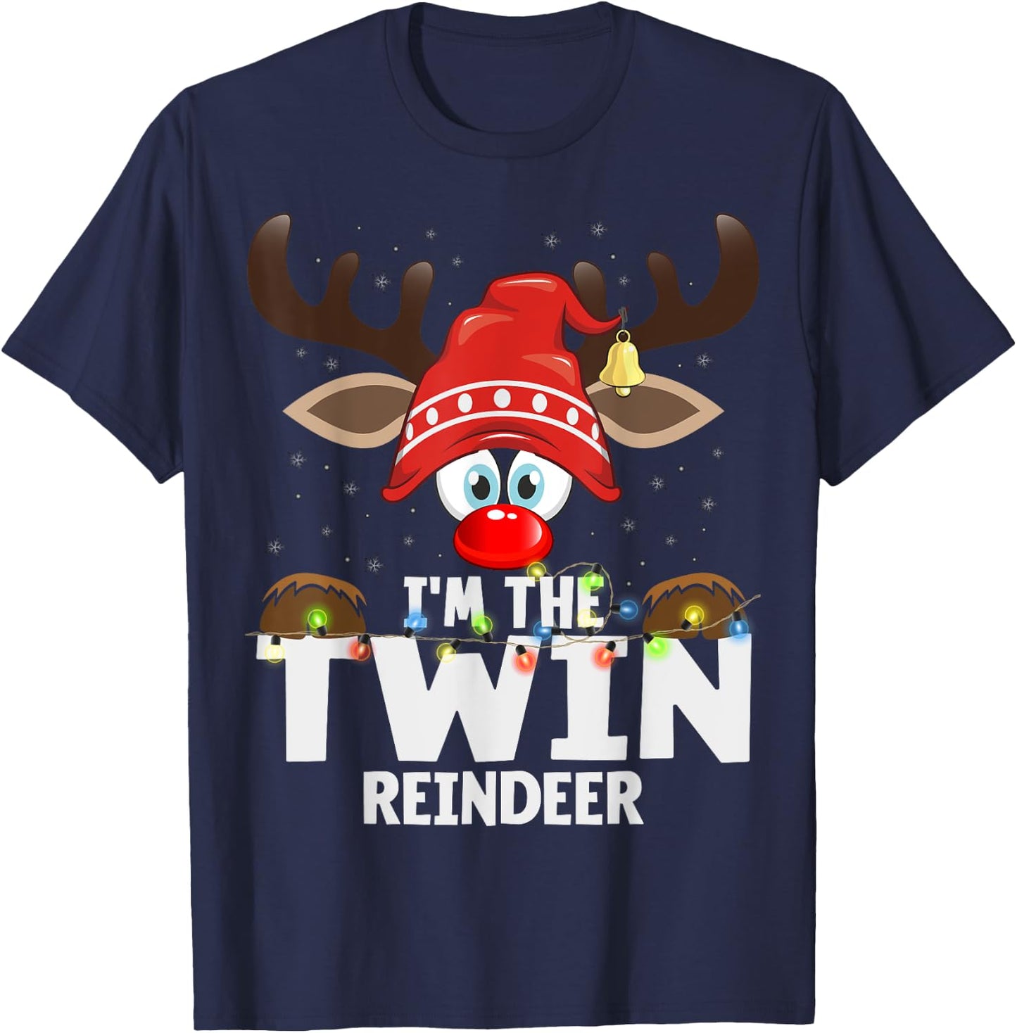 Christmas Matching I'm The Twin Reindeer T-Shirt - T-Shirt | Navy