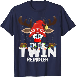Christmas Matching I'm The Twin Reindeer T-Shirt - T-Shirt | Navy