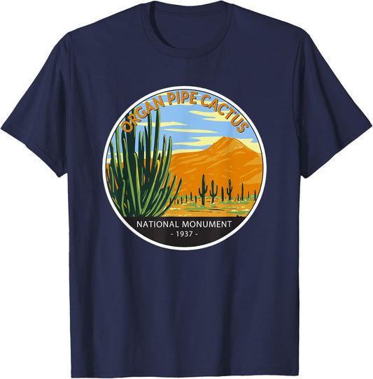 Organ Pipe Cactus National Monument Arizona Vintage Circle T-Shirt - T-Shirt | Navy