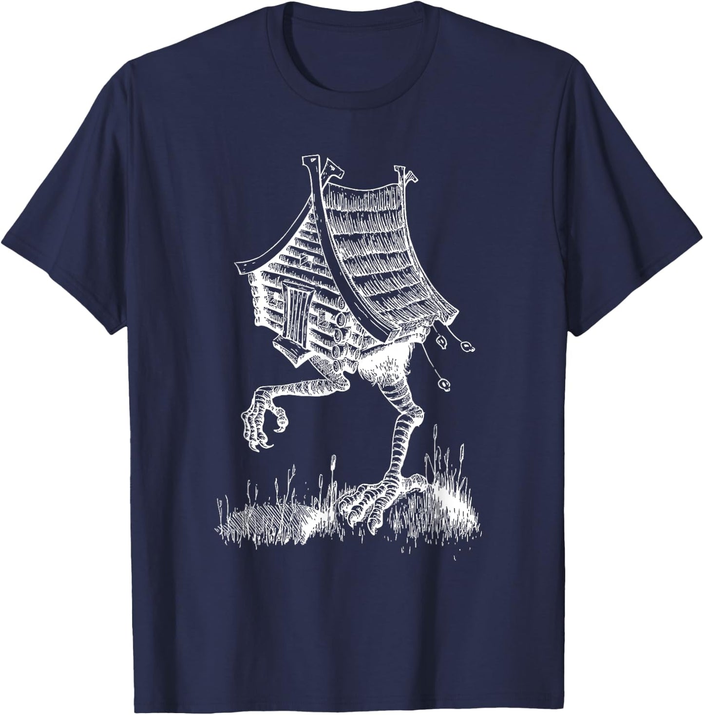 House of Baba Yaga Slavic Folklore Russia Fairy Tale Art T-Shirt - T-Shirt | Navy