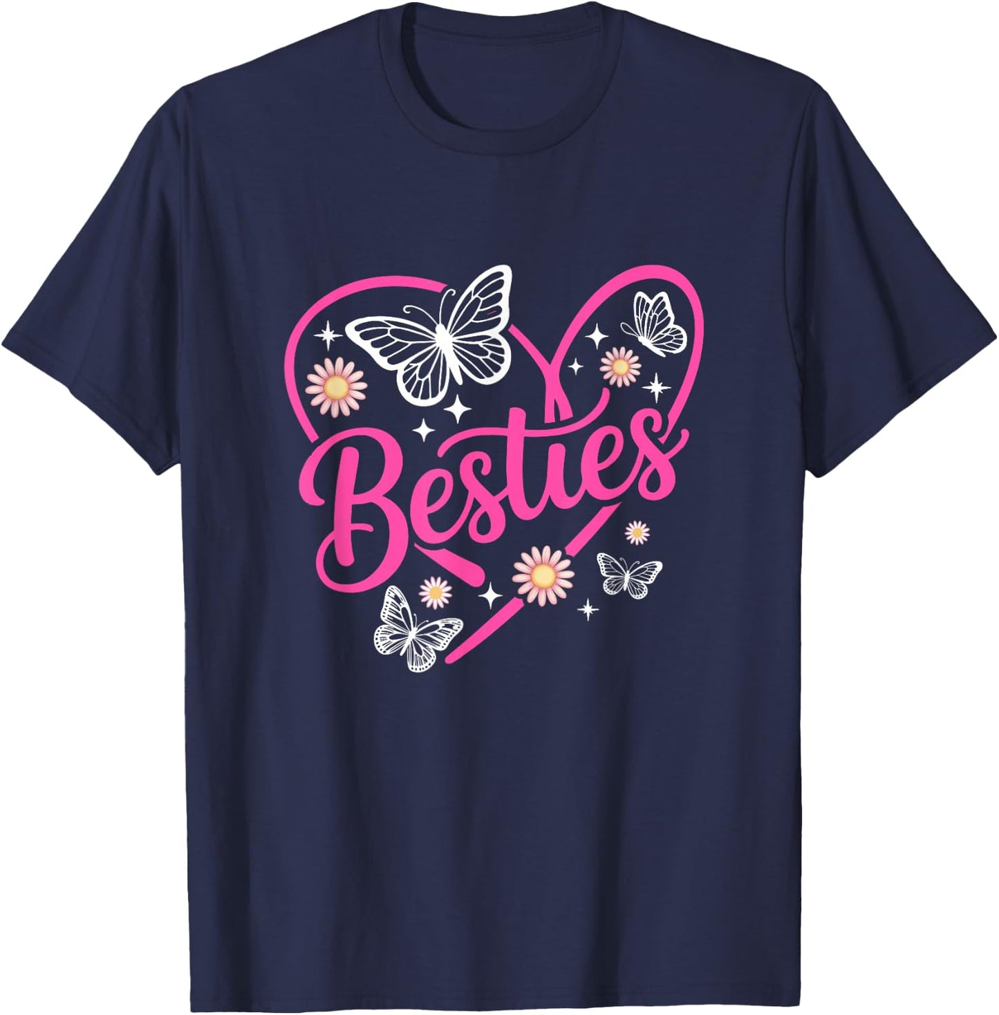 Besties Bff Bestfriends Heart Matching Girls Friends Bestie T-Shirt - T-Shirt | Navy