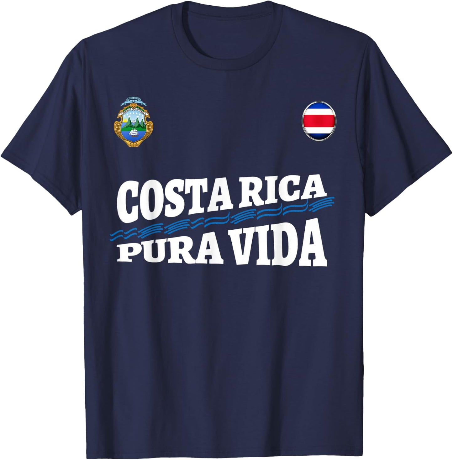 Costa Rica Pura Vida Shirt-Travel-Jersey Flag T Shirt T-Shirt - T-Shirt | Navy