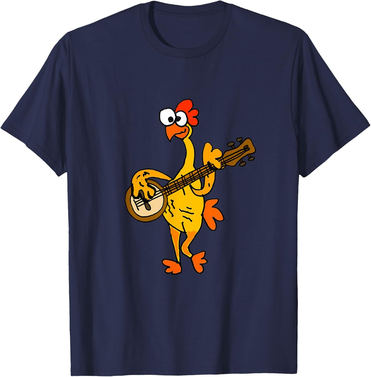 Smileteestank Funny Rubber Chicken Playing Banjo Cartoon T-Shirt - T-Shirt | Navy