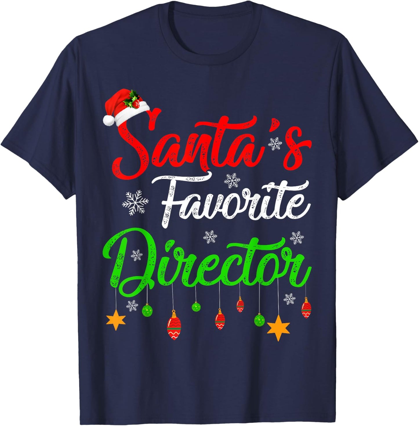 Funny Xmas Santa's Favorite Director Christmas T-Shirt - T-Shirt | Navy