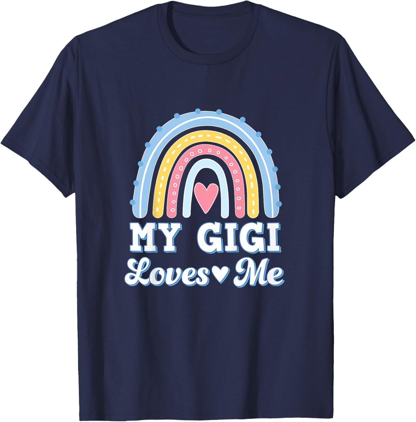 Kids My Gigi Loves Me Granddaughter Retro Rainbow T-Shirt - T-Shirt | Navy