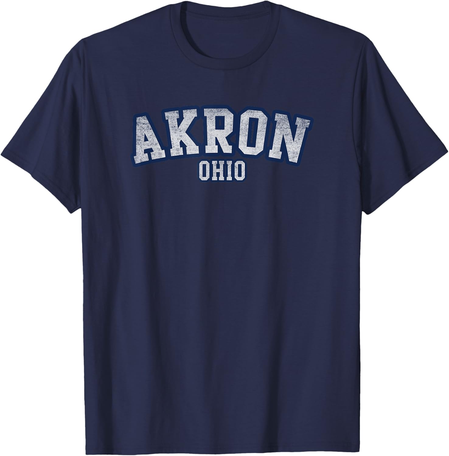 Akron Ohio Athletic Text Sport Style T-Shirt - T-Shirt | Navy