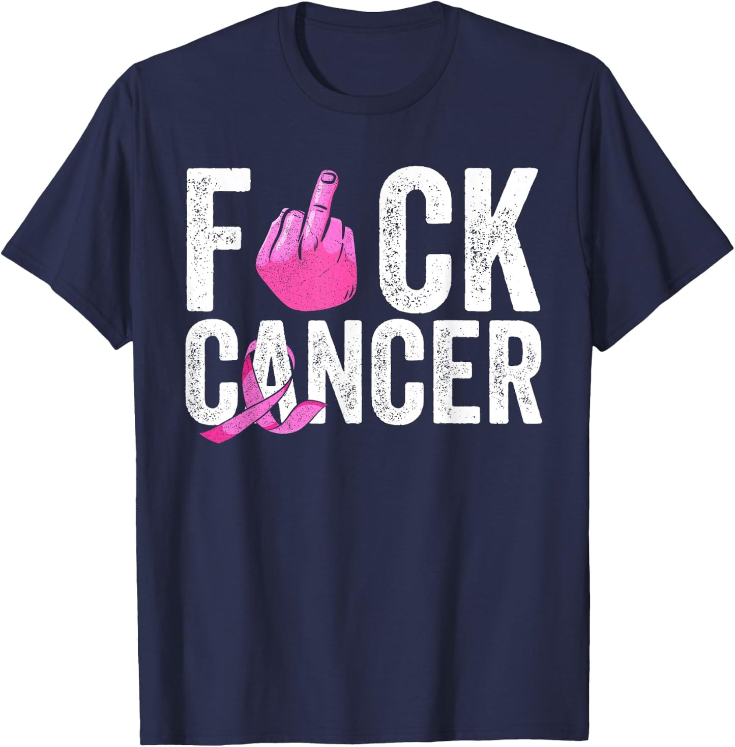Fuck Breast Cancer Apparel Pink Ribbon Support Fighter Women T-Shirt - T-Shirt | Navy