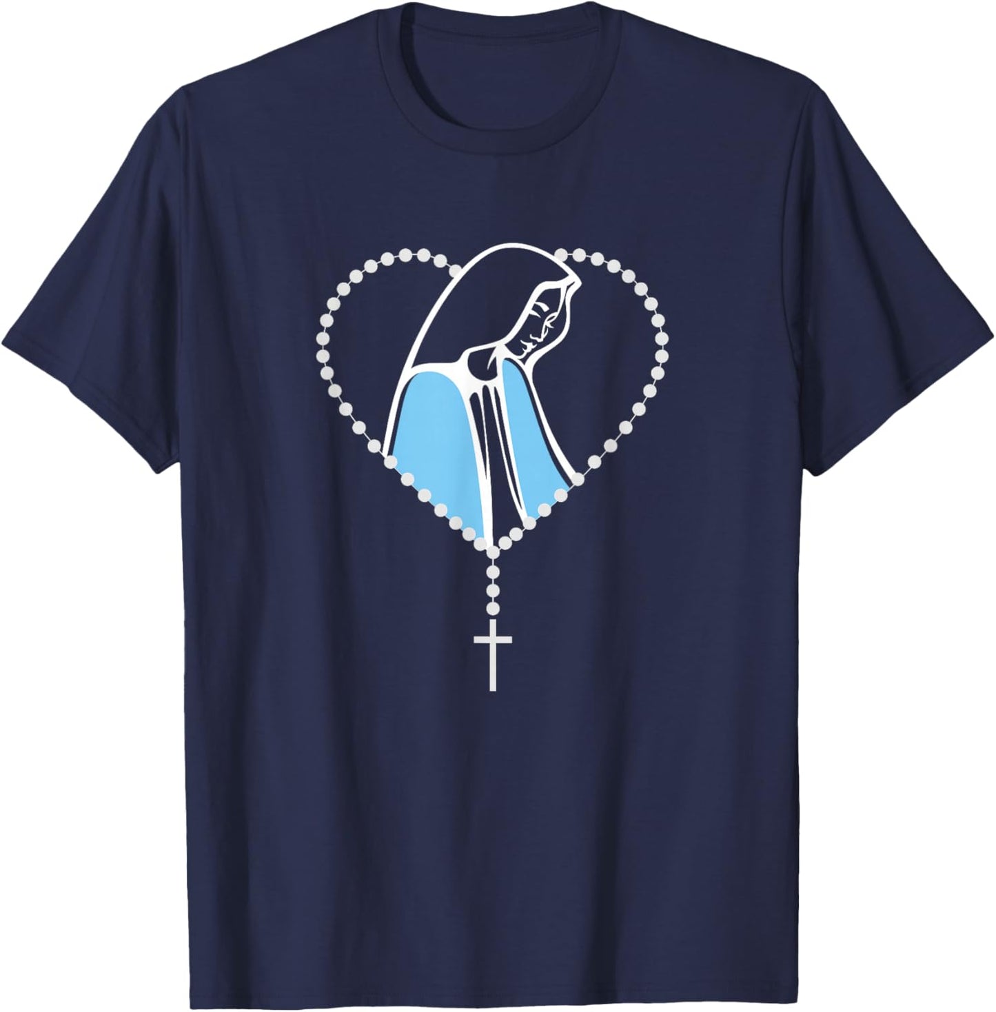 Holy Rosary Virgin Mary Catholic Gift T-Shirt - T-Shirt | Navy