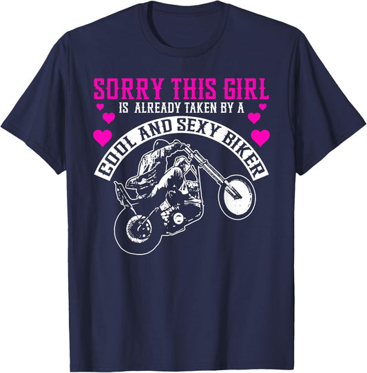 Motorcycle Girlfriend Wife Girl Is Already Taken By A Biker T-Shirt - T-Shirt | Navy