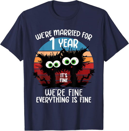 Paper Wedding We're Married for 1 Year T-Shirt - T-Shirt | Navy