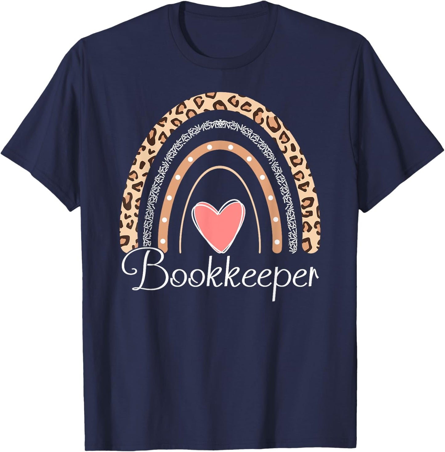 Bookkeeper Boho Rainbow Funny School Bookkeeper T-Shirt - T-Shirt | Navy