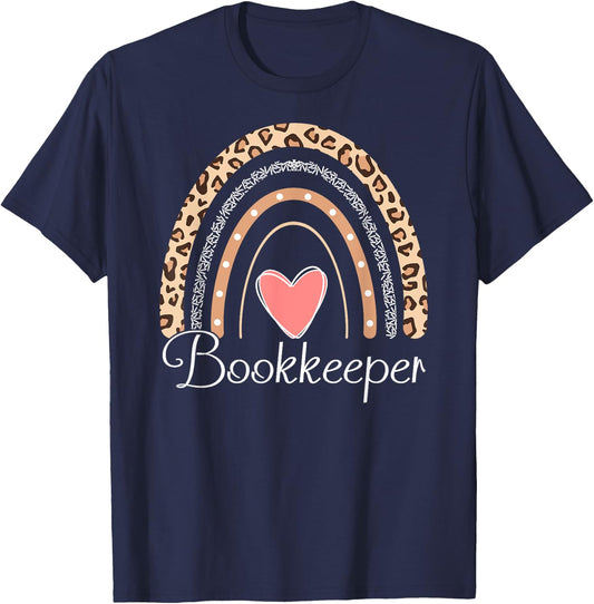 Bookkeeper Boho Rainbow Funny School Bookkeeper T-Shirt - T-Shirt | Navy