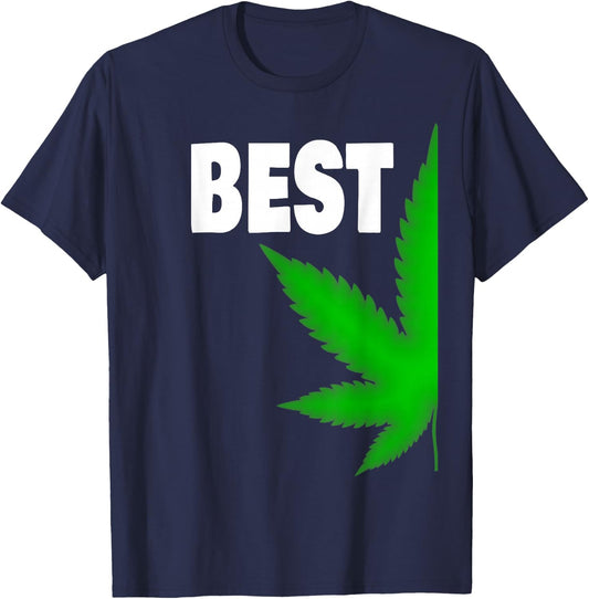 Couples Matching Best Buds BFF Marijuana Leaf Weed Gift Small T-Shirt - T-Shirt | Navy