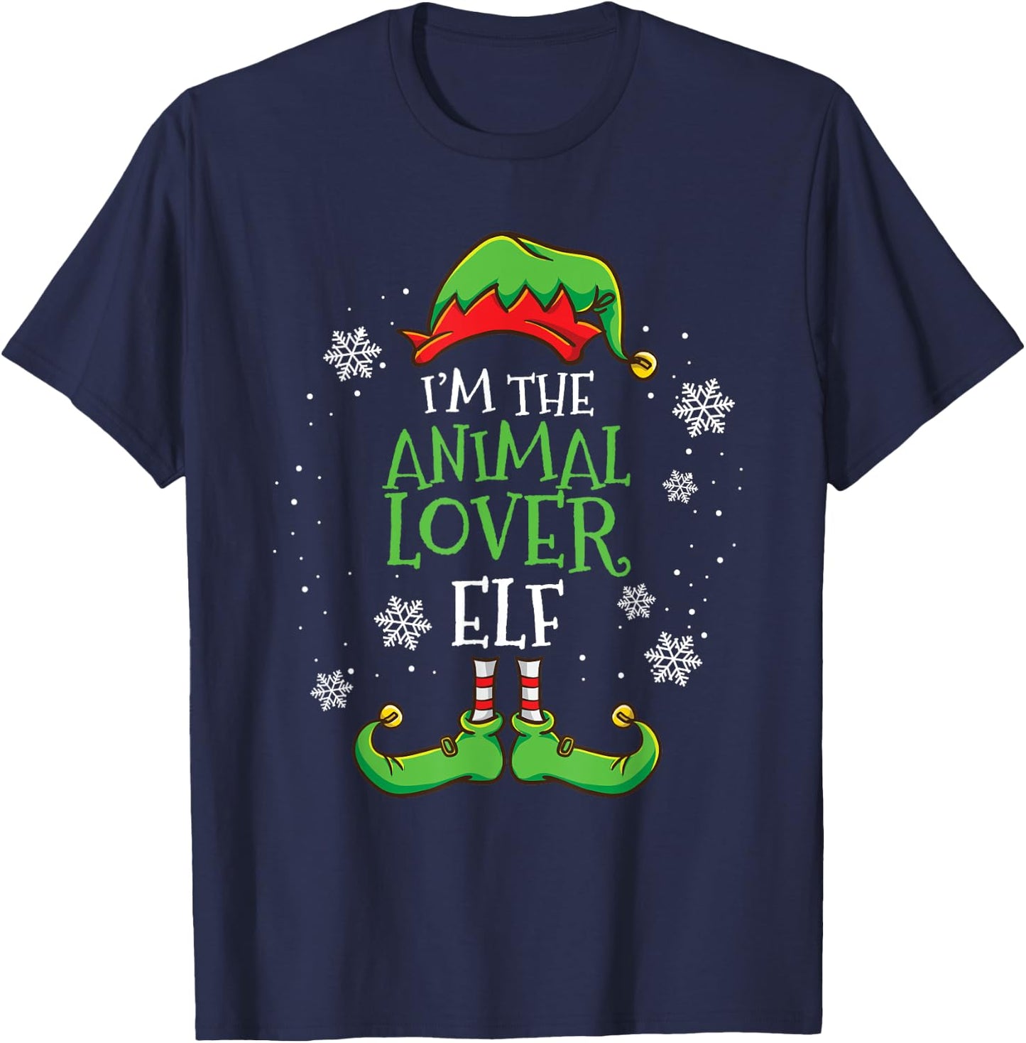 Im The Animal Lover Elf Christmas T-Shirt - T-Shirt | Navy