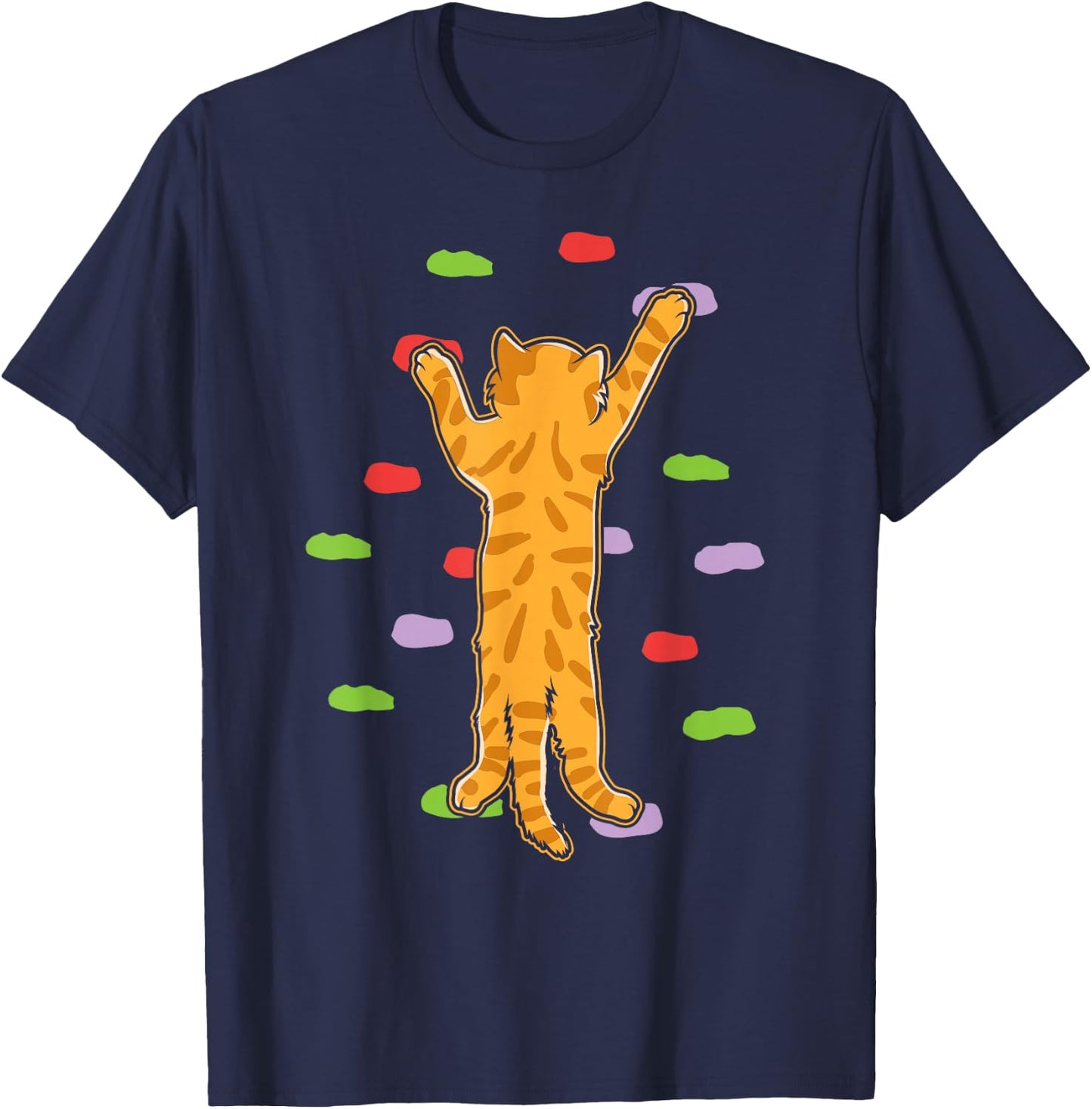 Funny Cute Bouldering Rock Climbing Cat T-Shirt - T-Shirt | Navy