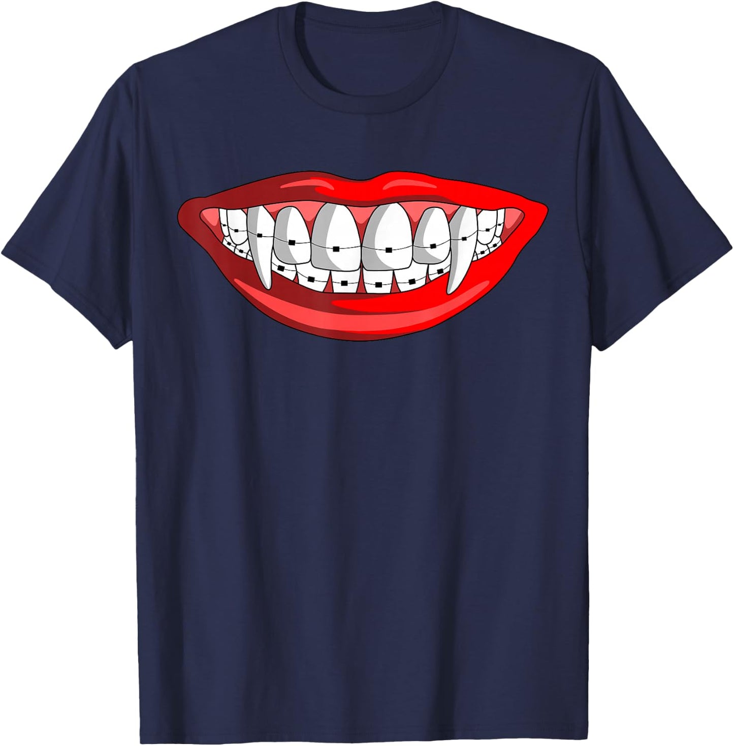Orthodontist Dental Vampire Braces Teeth T-Shirt - T-Shirt | Navy