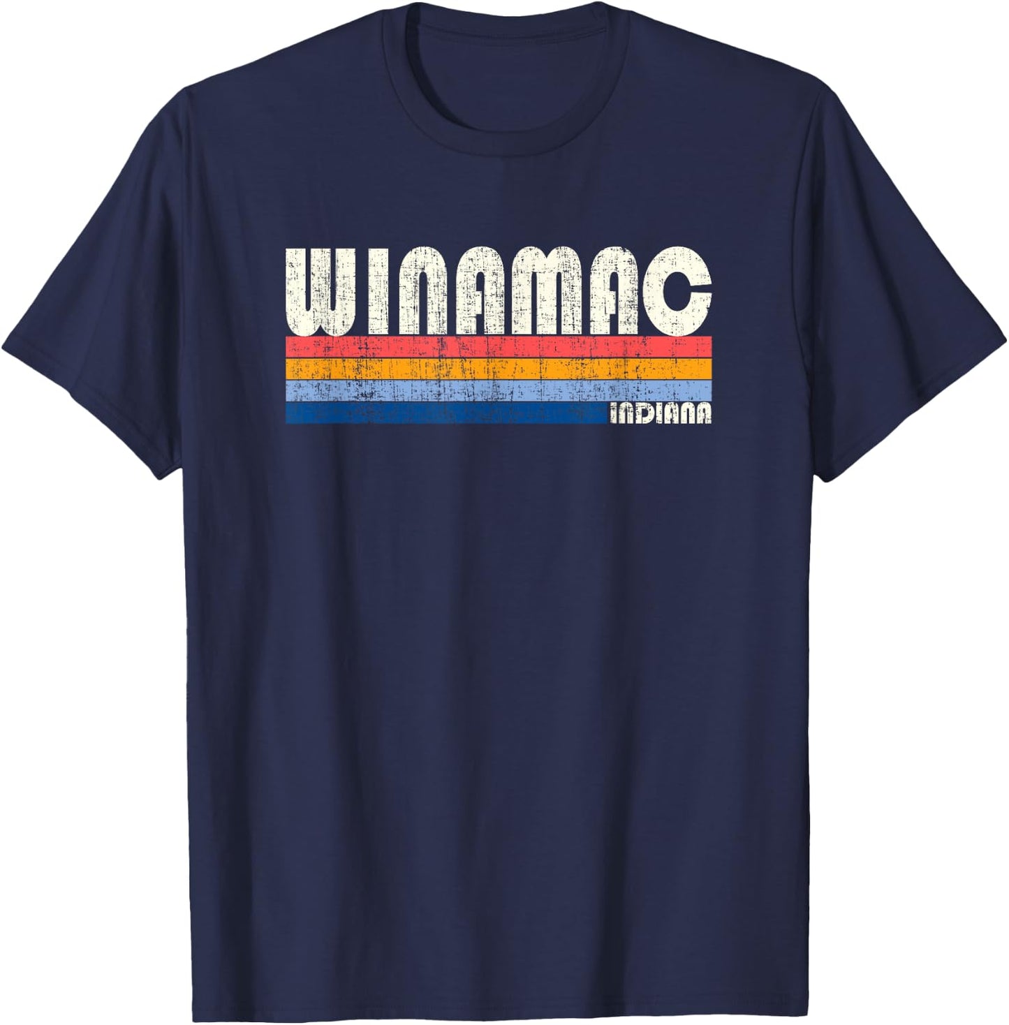 Retro Vintage 70s 80s Style Winamac, Indiana T-Shirt - T-Shirt | Navy
