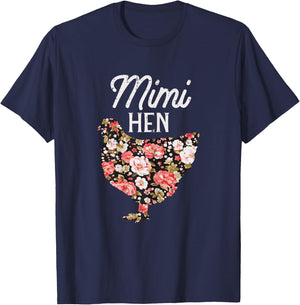 Mimi Hen Flowers Mothers Day Farm Chicken Grandma Nana Women T-Shirt - T-Shirt | Navy