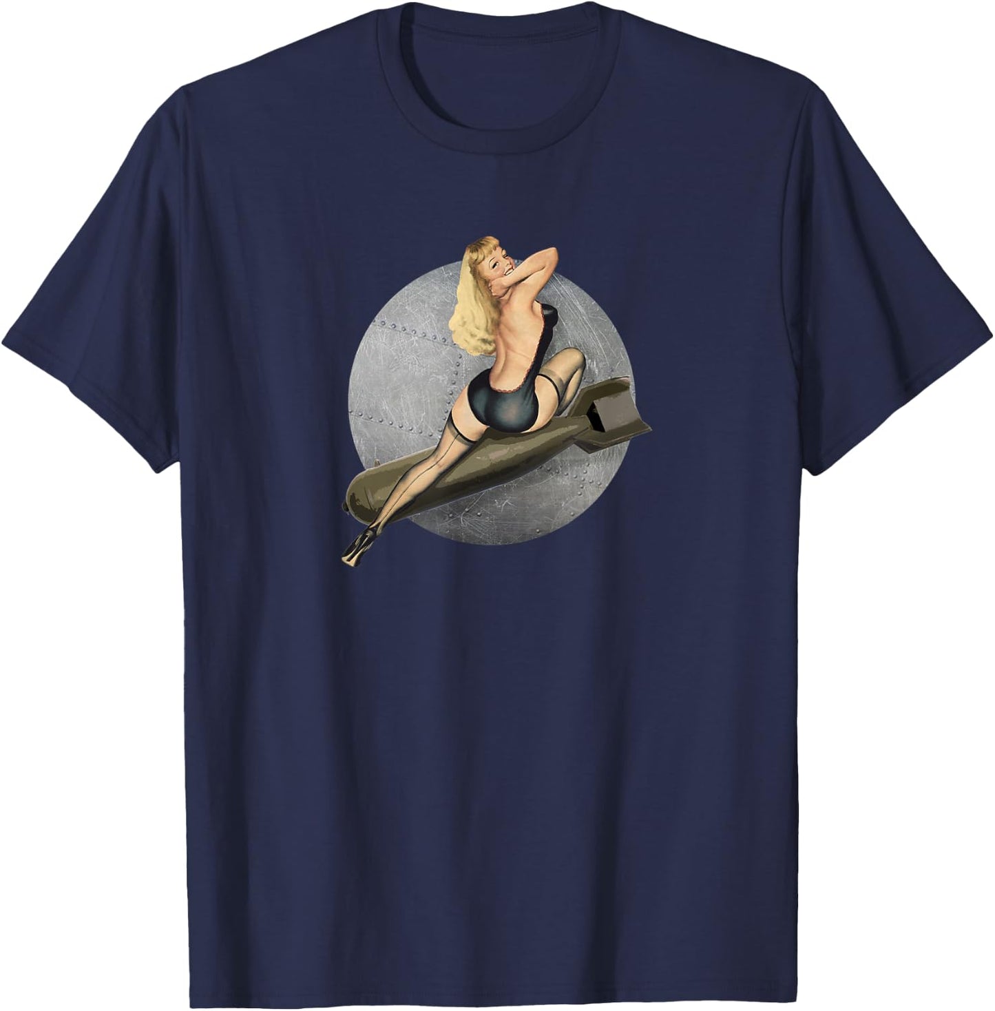 Pinup Bombs Away WW2 Retro Poster T-Shirt - T-Shirt | Navy