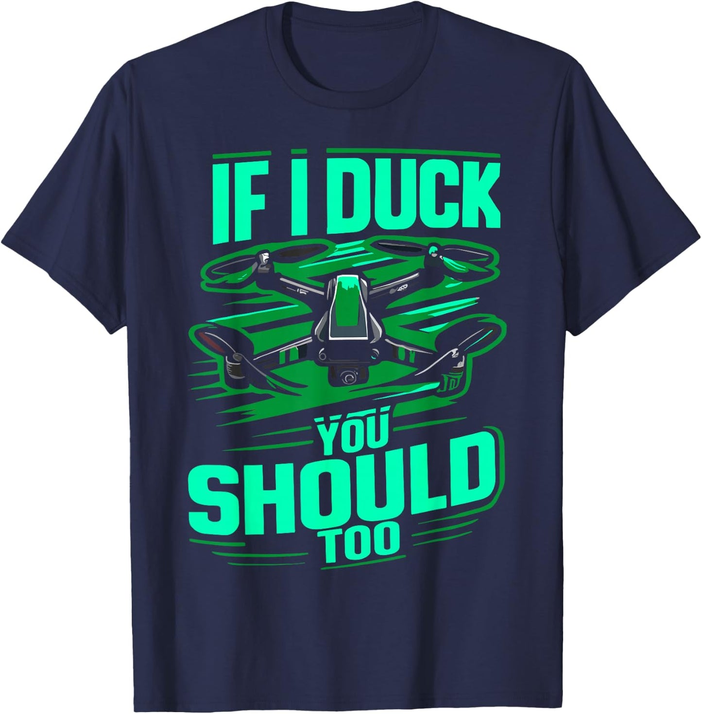 Funny Drone Shirts Men's Drone Enthusiast Black Short Sleeve Cotton Blend Funny Drone Design T-Shirt - T-Shirt | Navy