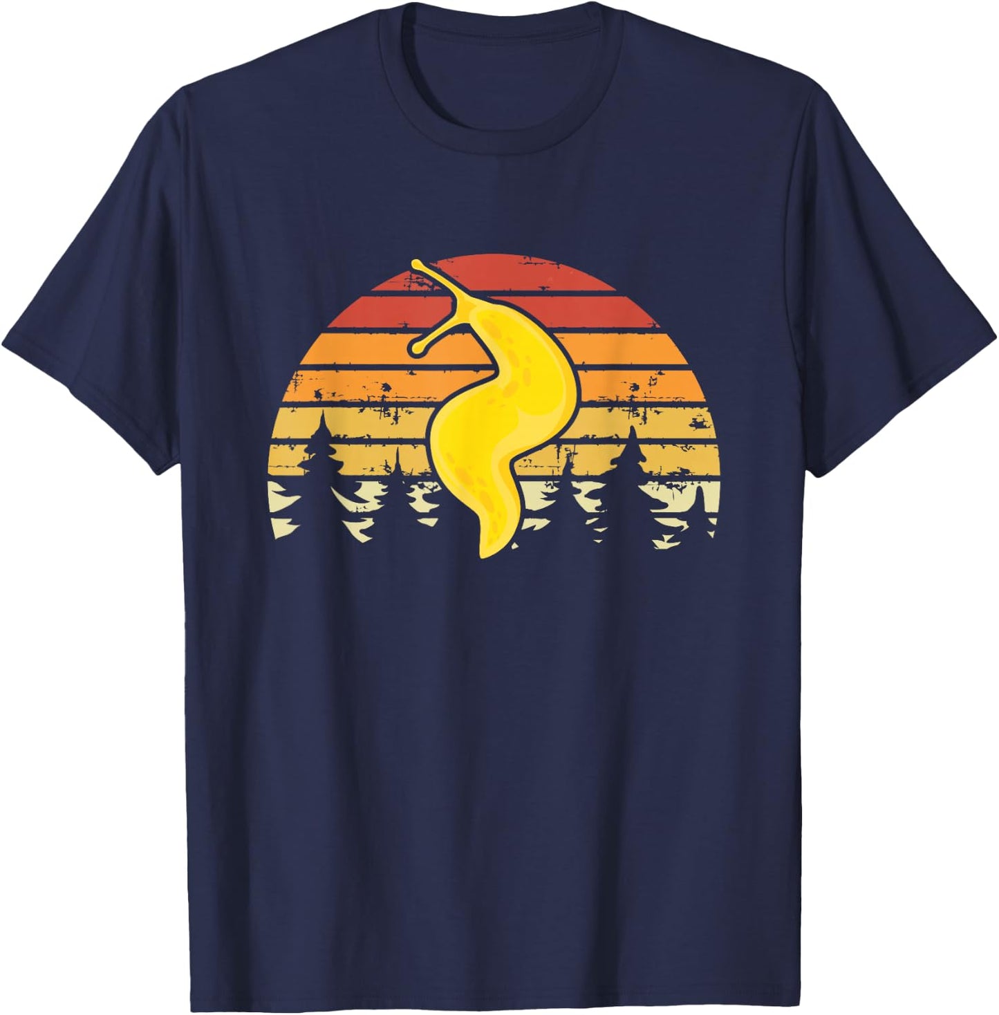 Banana Slug Pacific Banana Slug Fan Black Spotted Banana Slug - -Adults, Small, Short Sleeve T-Shirt - T-Shirt | Navy